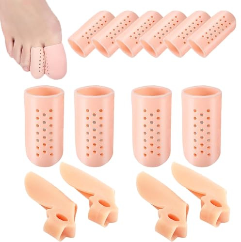 KASESSS 14 Stück Zehenschutz Großer zeh, Atmungsaktive Zehenkappen Großer Zeh, Zehenschutz Silikon, Zehenschutzkappe Großer Zeh, Kleiner Zeh für Fehlende Zehennägel Schmerzlinderung Durch Reibung