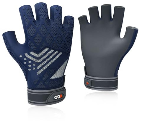 Vgo... Guantes de trabajo Antivibración de medio dedo, guantes de mecánico sin coser Guantes de almacenista multifunción, 1 par