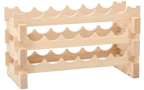 NAJDER Weinregal Holz, für 18 Flaschen, Weinständer, Flaschenregal, Weingestell, Weinflaschenregal, Weinflaschenhalter, Weinhalter, Weinlagerung, Buchholz, 3x6, Moon, Premium Qualität