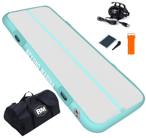 BEYOND MARINA Heavy-Duty Inflatable Gymnastics Mat, 10 cm Thick Air Tumble Track, 2m/3m/4m/5m Tumbling Mat with Electric Pump, for Home, Gym, Cheerleading, Yoga, Acrobatics, Water Fun