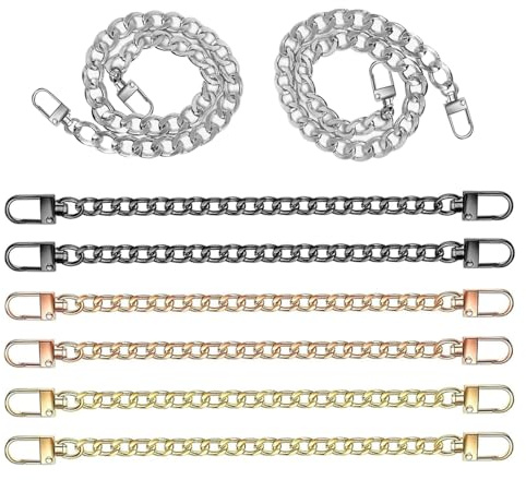 Belvanr Taschenkette 8 Stück Gold Taschenkette Metall Handtasche Kette Geldbörse Chain Strap Handtaschenkettenriemen Extender Flache Kettenriemen Geldbörse Kette Taschengurte mit Metallschnallen