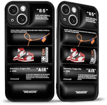 VVVLGD Custodia estetica per iPhone 13, custodia per ragazzi e uomini, protezione delle lenti resistente alle cadute, motivo sneaker da basket rosso, design stradale, antiurto, compatibile con