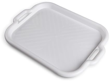 Bandeja para servir con asas (53 x 37 x 3 cm), bandeja de desayuno, rectangular, apta para lavavajillas e irrompible, color blanco