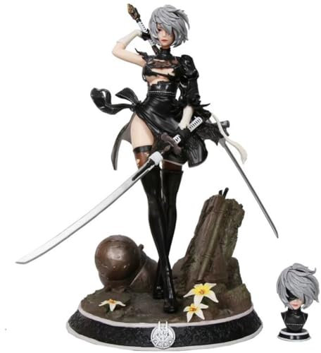Jiumaocleu 2Bautomata Figur Statue – 33 cm große Anime-Spielfigur Miss 2B Actionfigur-Modell, Kopf wechselbar, Nr. 2 Typ B Figur, Desktop-Dekoration, Sammlerstück