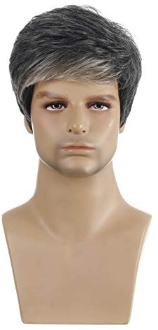 Perruques pour hommes, perruque pour hommes à la mode toupets pour hommes européens et américains perruque courte quotidienne naturelle avec boucle élastique pour perruque de festival de cheveux