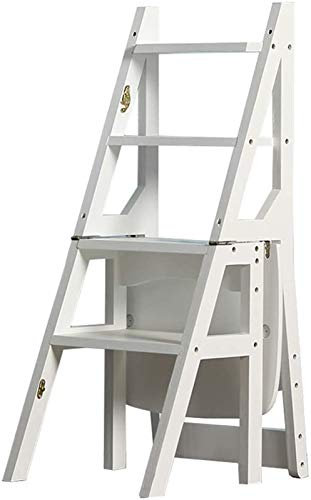 ASBEQUZBE Tragbarer Tritthocker - 4 Holz für Erwachsene Klappleiter Regal Klappstühle Hocker Display Regalständer für Bad/C Stabilize