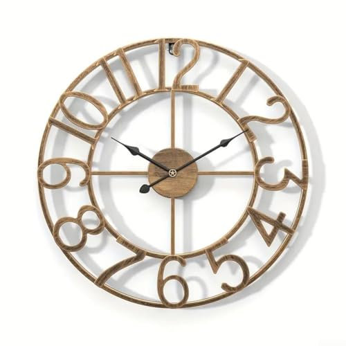 Zoegneer Metall Große Wanduhr Wasserdicht Große Retro Wanduhr Retro Uhr Schmiedeeisen Dekoration für Terrasse Pool Küche (A)