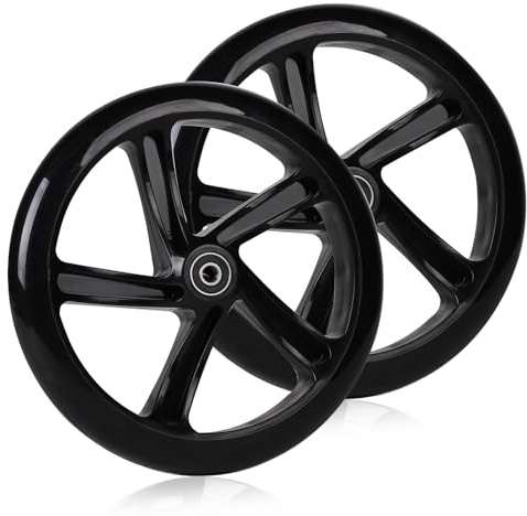 DBREAKS 2 Stück Scooter Ersatzräder 200mm, Stunt Scooter Rollen, Schwarz | 200x30mm Räder mit ABEC 9 Kugellager Härte 88A, Stunt Scooter Rollen, Scooter-Räder, Erwachsene, Geeignet für alle Roller
