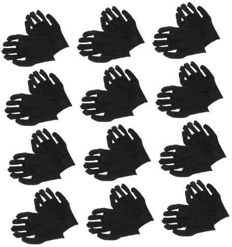SOLUSTRE 12paare Baumwollhandschuhe Schwarz Dicke Atmungsaktive Arbeitshandschuhe Wiederverwendbar Waschbar Leicht Sicher Für Gartenarbeit Und Industrie