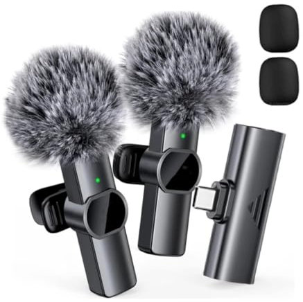 Micro Cravate sans fil pour iPhone/Telephone Android/Ordinateur Portable, Microphone à revers USB C pour enregistrement vidéo, Vlogging, TikTok, YouTube, Réduction du bruit, clip Plug-Play sur Micro