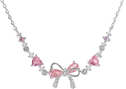 Schleife Armband - Freundschaft ist wie eine Kette, verstellbares Weiss-Rosa-Zirkonien-Band, tendentes Damen-Geschenk