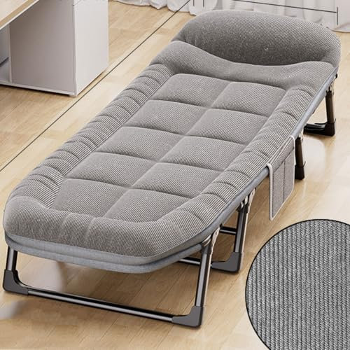 Sonnenliege Liegestuhl Klappbar 200KG Loading Balkon/Garten Sonnen Liege Klappbar mit Auflage Seitentasche einfache Montage und Transport als Campingbett oder Gästebett Strandliege verstellbar