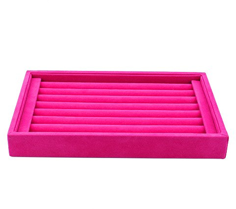 Zerodis 7 Slots Bandeja de Joyería de Terciopelo Organizador Anillo Arete Material Suave, Diseño Abierto para Anillos Regulares, Fácil Accesibilidad con Caja Almacenamiento, Inserto Cajón para Joyas