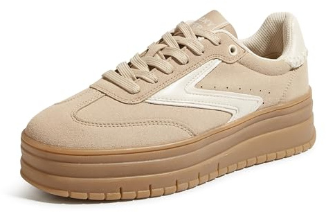 LUCKY STEP Chaussures Plateforme Femme - Semelle Gomme & Suédé, Style Rétro Casual pour Tennis/Marche