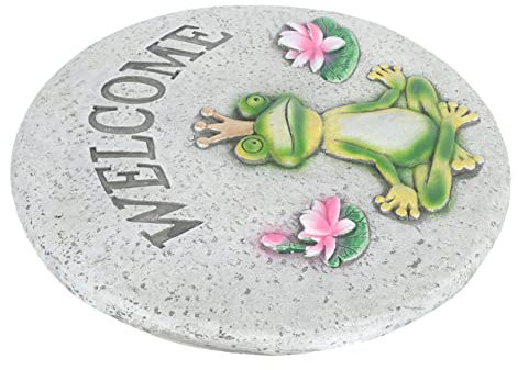 UKCOCO 1pezzi Pietra per Gradini Motivo Rane Pedana Decorativa Rotonda in Cemento per Giardino Pietra per Prato Esterno