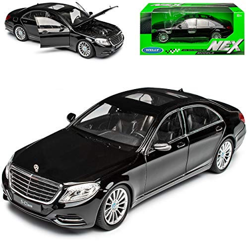 Welly Mercedes-B S-Klasse W222 Schwarz Limousine Ab 2013 1/24 Modell Auto mit individiuellem Wunschkennzeichen