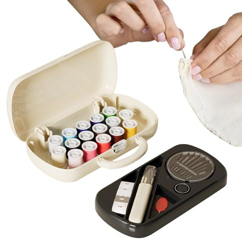 Mini Nähset,Reparaturset Für Kleidung | Bastelbedarf Mit Schere, Faden, Maßband in Doppelschicht Etui Für Damen, Erwachsene, Reparatur von Kleidung Unterwegs