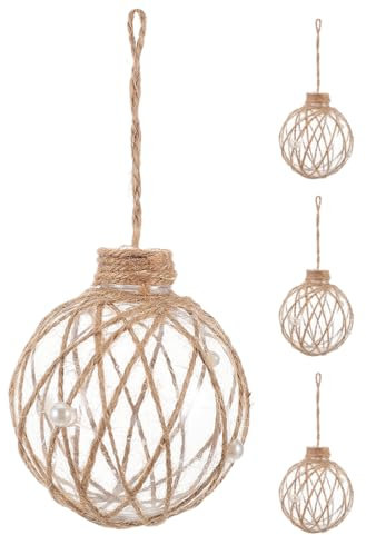 KONTONTY 4 palline di Natale trasparenti in plastica riempibili, con spago, per decorazioni fai da te, per Natale, feste di nozze