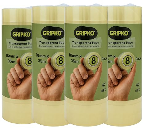 Cinta Adhesiva Pack 32, 18 mm x 35 m - Celo Transparente - Fuerte Adhesión y Buena Transparencia, Ideal para Oficina y Documentos, Fácil Desenrollado y Rasgado, Cinta de Embalar para Papel y Cartas
