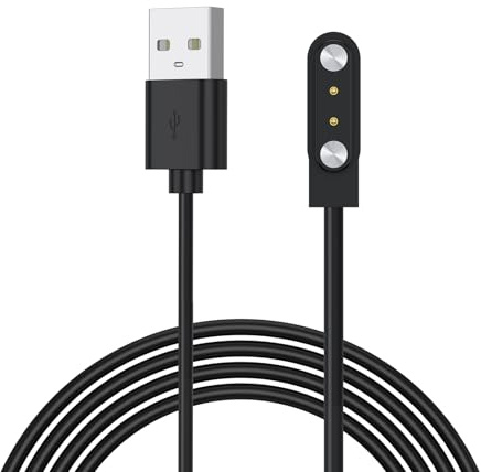 Yisica Chargeur Montre Connectée, Câble USB 2 Broches de Charge Magnétique pour Smartwatch, Espacement des Contacts du Chargeur 4mm Câble de Recharge pour Montre Intelligente Universel (100cm)