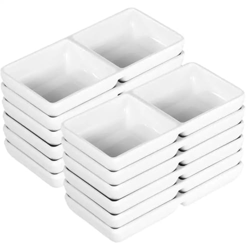12-Piece Soja Salsa Bowls Set - Double Dip Melamine Serving Plates Plastic Fondue Tray for Soy Sauce Dipping Sauce Party Appetizers Snack Serving