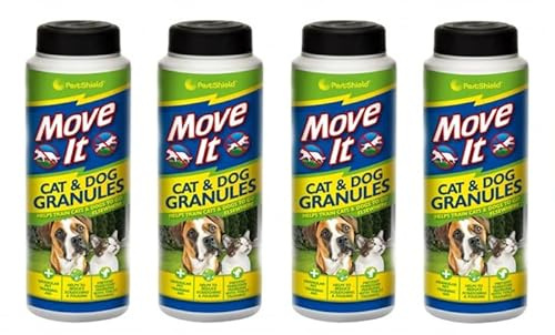 Move It Cat & Dog Garden Repellent Granules, 240g – 100% Natural, Non-Toxic Outdoor Pet Deterrent for Flowerbeds, Lawns, Patios & Driveways – Easy to Sprinkle (4PCS)