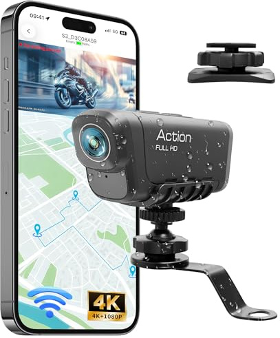 Baobylon Camera Moto 4K+1080P,Caméra de Moto Avant et Arriere,Caméra Casque Moto,Dashcam Moto Velo étanche avec WiFi,Mini Camera Sport avec GPS, HDR,Vision Nocturne Starlight,Enregistrement en Boucle