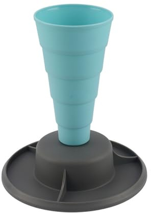 Lawnoval Soporte plegable para mangas pasteleras con base resistente y bandeja organizadora, soporte para bolsas de repostería de polipropileno para accesorios de horneado, azul y gris