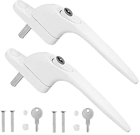 Nyckellåsbart fönsterhandtag, Låsbart fönsterhandtag i aluminiumlegering, enkel installation, 2-pack
