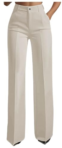 Pantalon Femme Habillé Taille Haute Pantalons Chic Elégant Coupe Large Droit Pantalon Décontracté Confortable Simple Jambes Larges Pants Fluide Confort Quotidien Business Travail Tissu respirant