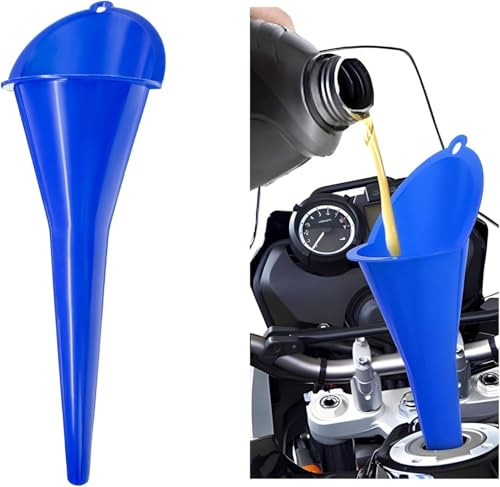 2 Embudo aceite motor para coche, embudo gasolina universal con cuello largo, embudo llenado combustible en plástico, embudos de aceite multiusos para aceite de motor y agua