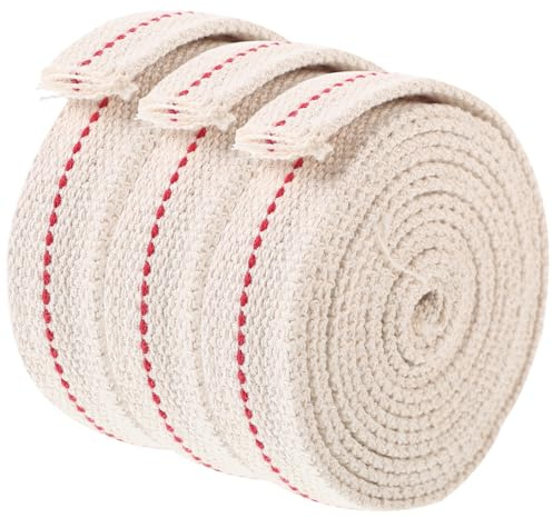 DOITOOL Mèche Lot de 3 Rouleaux en Coton Beige Plate Absorption de Carburant Compatibilité pour Lampe à Huile pour Éclairage Nostalgique et Camping