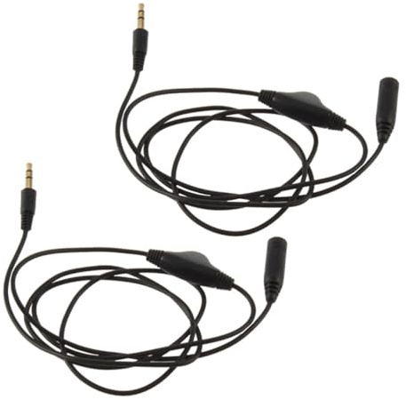Toyvian 3,5 mm Audio Verlängerungskabel mit Lautstärkeregler Kupfer 2 Stück Schwarz für Handy und Mp3 Kopfhörerverlängerungskabel mit Klinkenstecker und Klinkenbuchse