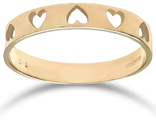 Citerna Women's 9 ct Yellow Gold Heart Ring, Gold,Size - U