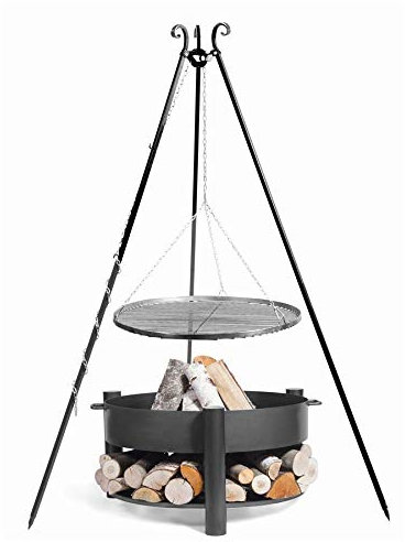 Set - Schwenkgrill 1,80m mit Ø80cm Grillrost und Ø70cm Feuerschale 326