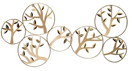 KunstLoft Wanddeko Metall | 100% HANDGEFERTIGT | 120x60x4cm | Wandbild Metall 'Golden Geometry' | Bäume | Gold | Wandskulptur | Metalldeko Wand Wohnzimmer