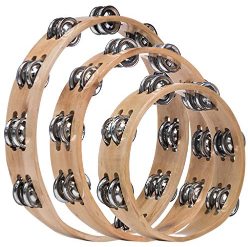 Candora Tambourine 3 pcs Handmade Wood Headless Tambourine Set of 6+8+10