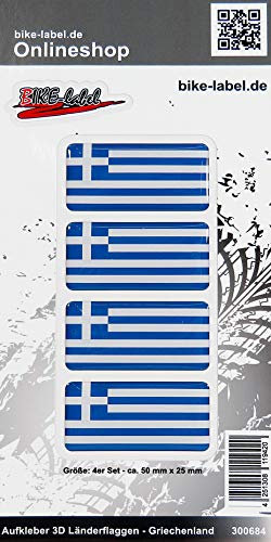 BIKE-label 300684 Aufkleber 3D Länder-Flaggen Griechenland 4 Stck je 50 x 25 mm