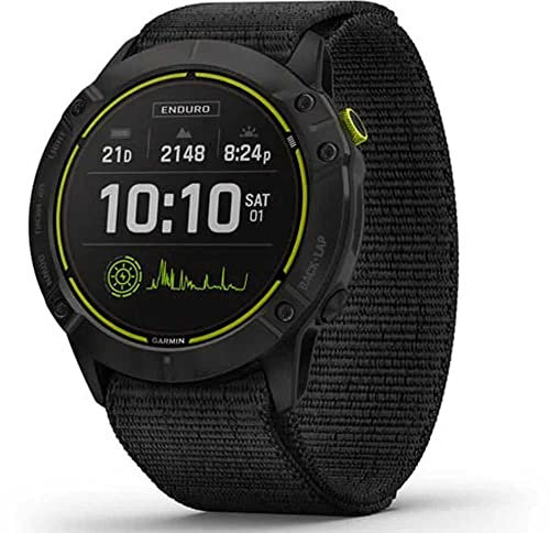 Garmin Enduro, Ultraperformance Multisport GPS Watch with Solar Charging Capabilities, Battery Life Up to 80 Hours in GPS Mode, Carbon Gray DLC Titanium with Black UltraFit Nylon Band