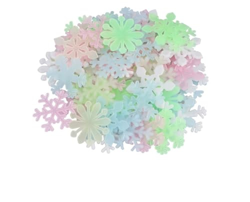 VALICLUD 50Pcs im Dunkeln Leuchten Schneeflocken Wandaufkleber Fluoreszenz 3D Schneeflocke Wandtattoo Weihnachten Leuchtende Fenster Aufkleber Dekoration