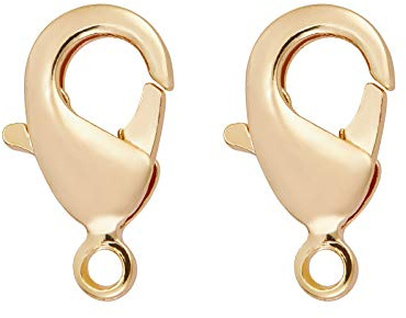BENECREAT 30PCS Broches de Langosta Chapados en 18K Oro 12x7x2.5mm Broches de Garra de Langosta de Latón con Recipiente de Plástico para Hacer Joyas Pulsera Collar Colgantes