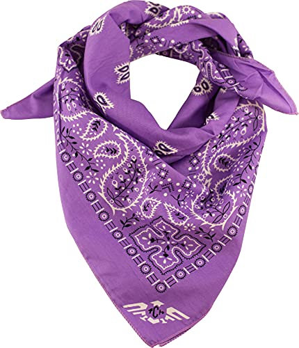 fashionchimp XXL Nicki-Halstuch aus 100% Baumwolle, 70x70 cm, Unisex Bandana, Halstuch, extra groß (Paisley-Flieder)