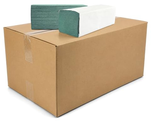 Netuno ZZ Zickzack 20x200 Blatt, 4.000 Blatt Papierhandtücher für Spender Halter Handtücher Papiertücher Grün 1-lagig 1lg ZZ-Falt natur für Küche sanfte Reinigung Hände