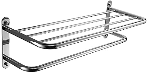 Candelabras Stainless Steel Telescopic Towel Rack Bathroom Shelf Folding Clothes Rack, Clothes Rail Free From Punching Bathroom Hardware Pendant Moving Hook ( Color : Silver , Size : 80×12~35×15cm )