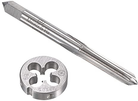 sourcing map M6x0.5 mm metrisches Gewindebohrer- und Schneideisen-Set, Maschinengewinde-Gewindebohrer mit runder Gewindeschneide, Schrauben, Gewinde-Reparatur
