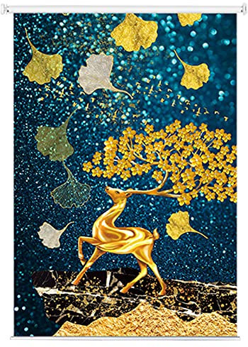 LJQQ Seitenzug Springrollos Gemustertes Totalverdunkelungsrollo für Wohnzimmer,UV-Schutz Innenrollo,Privatsphäre Jalousie für Badezimmer,Einfach Einzurichten (Size : 140x200cm/55.1inx78.7in)
