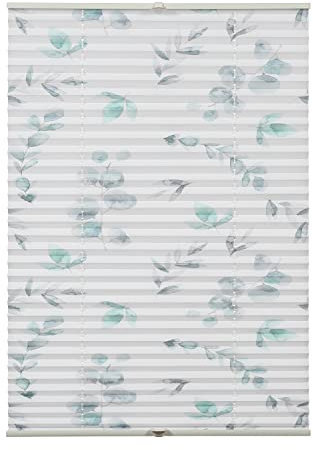 GARDINIA Plissee Concept zum Klemmen, Blickdichtes Faltrollo, Lichtdurchlässig, Alle Montage-Teile inklusive, Höhenverstellbar, Zweig-Muster, Weiß, 100 x 130 cm (BxH)