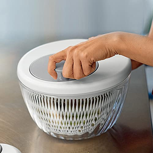 Déshydrateur de Salade 4L, Manuel Multifonctionnel Bonne poignée, Cuisson Gadget de Cuisine, Drainage Sec de laitue de légume de laitue de laitue,Blanc