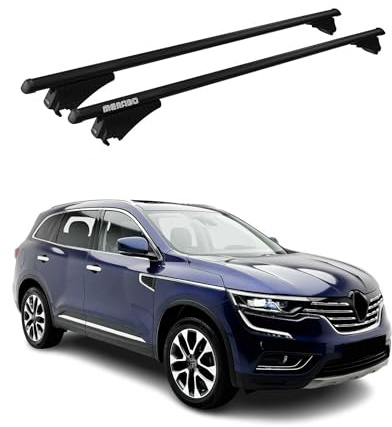 Menabo Dachträger Grundtäger kompatibel mit Renault Koleos mk2 2016-2025 Aluminium 75kg Schwarz 2tlg Geschlossene Reling für Fahrradträger, Dachboxen, Skiträger Abschließbar