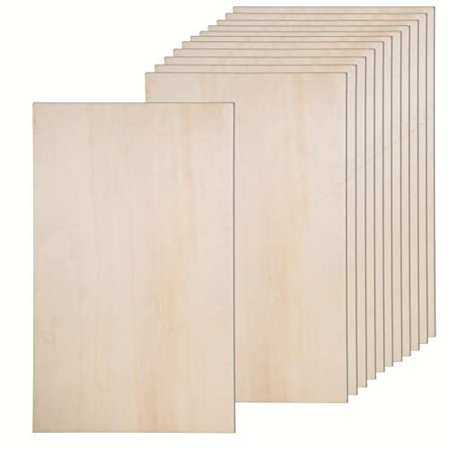 12 Stück Lindenholzplatten zum Basteln, 30.5x61x0.3 cm, 3 mm dicke Sperrholzplatten mit glatten Oberflächen, unlackierte rechteckige Holzbretter zum Laserschneiden, architektonische Modelle, Beize
